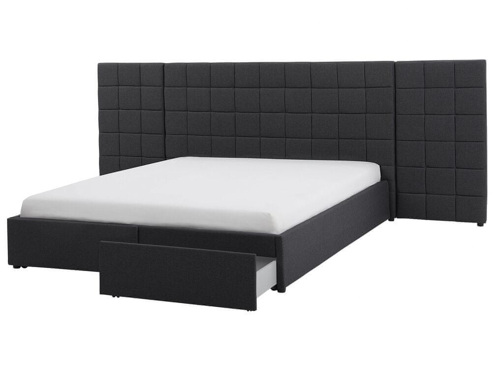 Beliani Čalúnená posteľ s úložným priestorom 180 x 200 cm sivá MILLAU